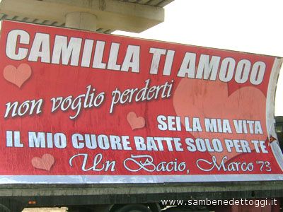 «Camilla ti amooo»: una dichiarazione di amore particolare